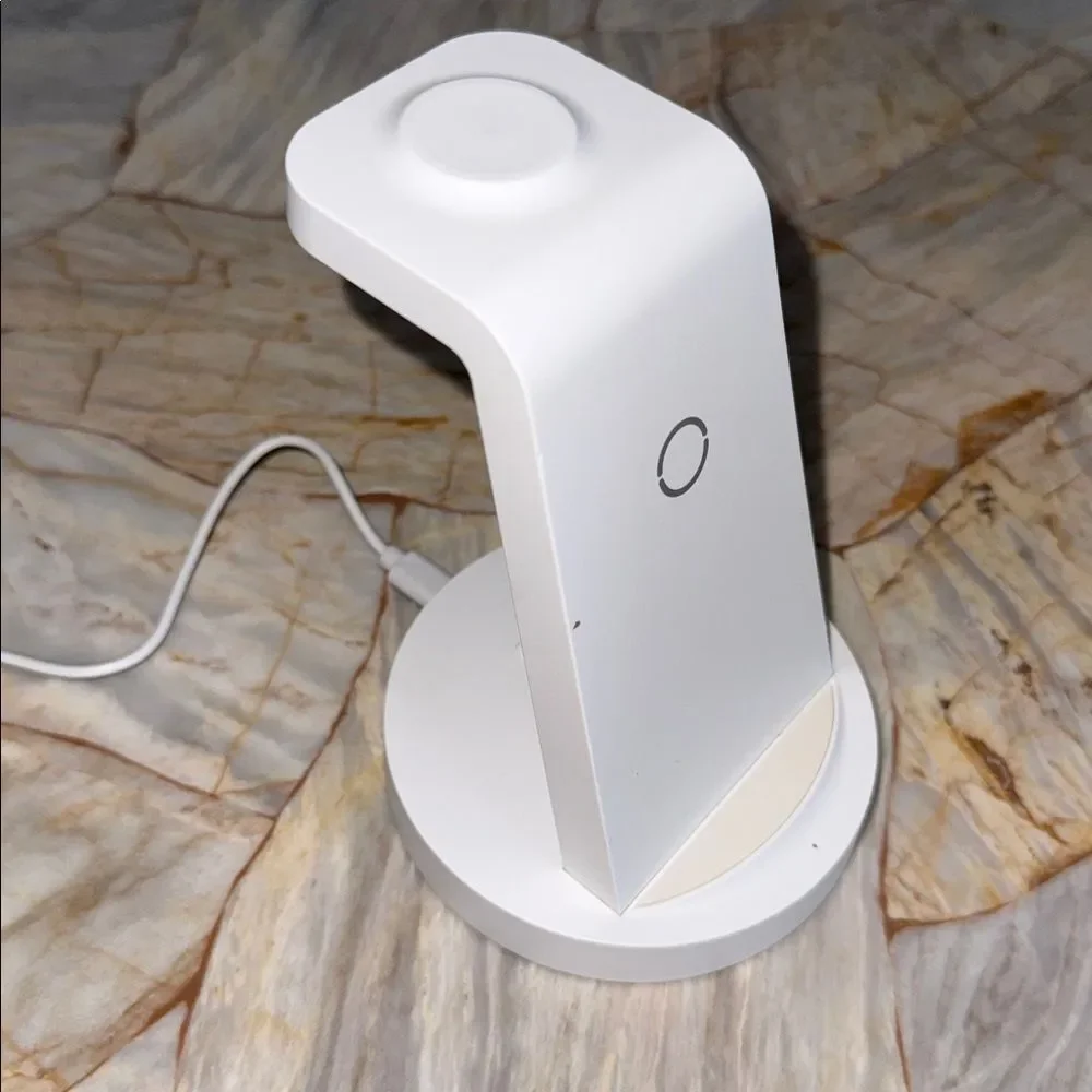 3-in-1 Wireless Charging Station Dock for Smartphone Watch and Earbuds White